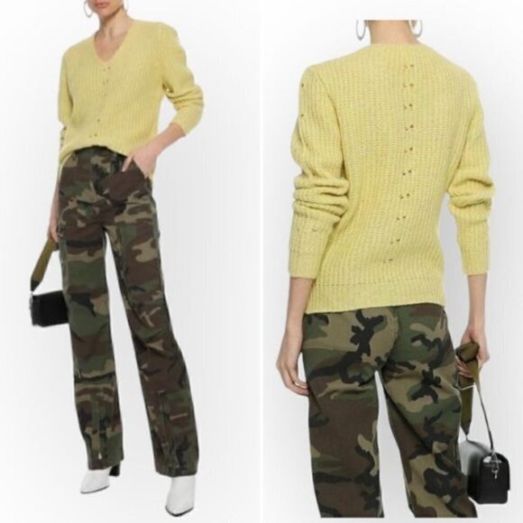 NWT  Anine Bing Sweater, Sunny Ribbed Alpaca-blend Sweater Lime Green (Yellow) - Picture 2 of 15